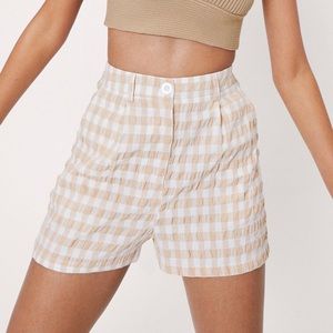 Nasty Gal beige gingham shorts